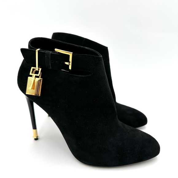 TOM FORD Sue Padlock Suede Ankle Bootie Black - Picture 2 of 15